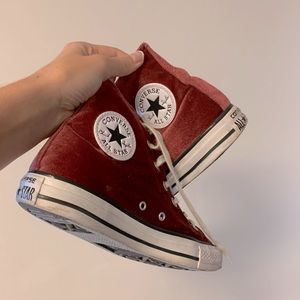 Maroon Velvet Hightop Converse